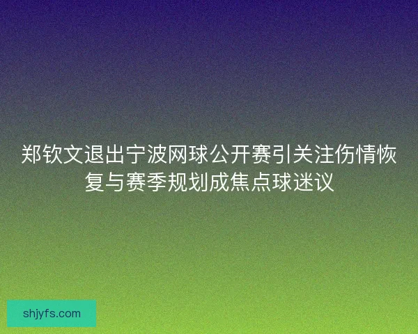 郑钦文退出宁波网球公开赛引关注伤情恢复与赛季规划成焦点球迷议