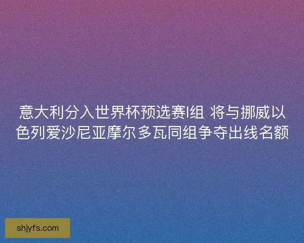 意大利分入世界杯预选赛I组 将与挪威以色列爱沙尼亚摩尔多瓦同组争夺出线名额
