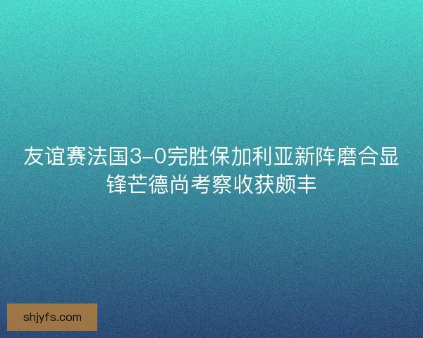 友谊赛法国3-0完胜保加利亚新阵磨合显锋芒德尚考察收获颇丰